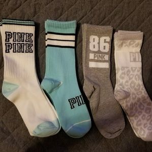 VS Pink athletic crew socks, womens
